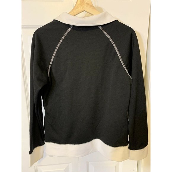 Bobbie Brooks Women's Sz L Long Sleeve‎ Full Zip Up Athletic Wear Black White - Picture 8 of 8